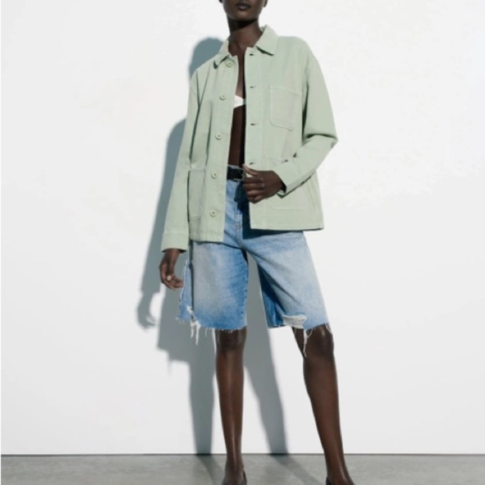 Zara Sage Green Oversized Jacket - Picture 5 of 6